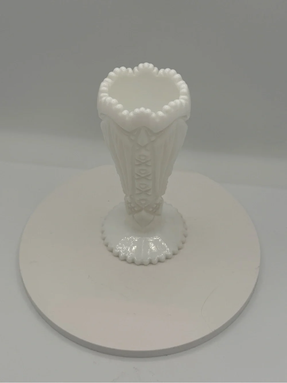 Vintage White Decorative Milk Glass Bud Vase - Jubilee Pattern